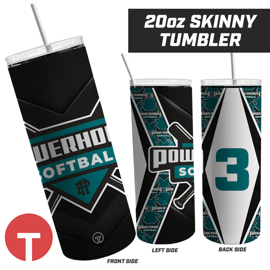 Powerhouse Softball - 20oz Skinny Tumbler