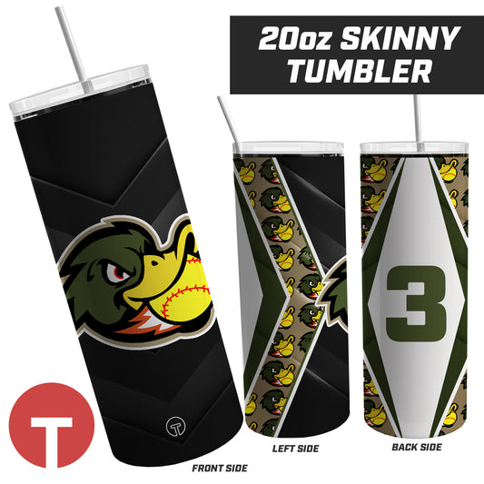 Quackers Softball - 20oz Skinny Tumbler