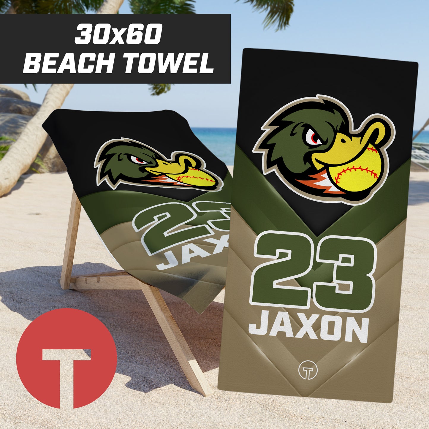 Quackers Softball - 30"x60" Beach Towel