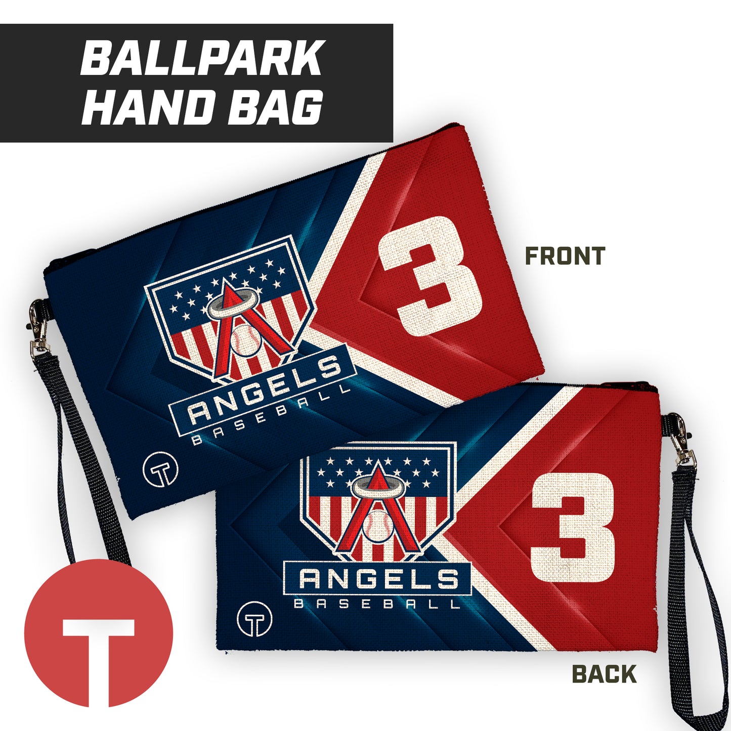 East Cobb Angels - 9"x5" Zipper Bag with Wrist Strap