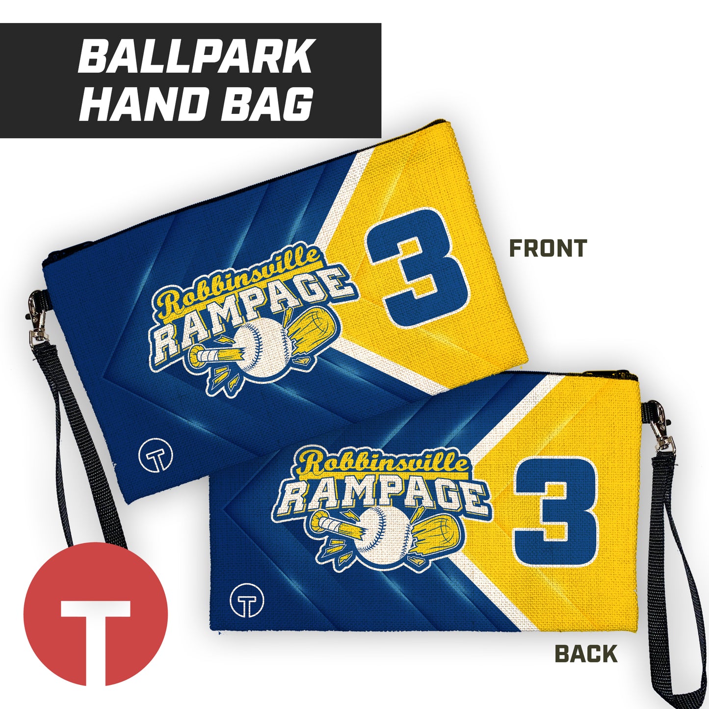 Robbinsville Rampage - 9"x5" Zipper Bag with Wrist Strap