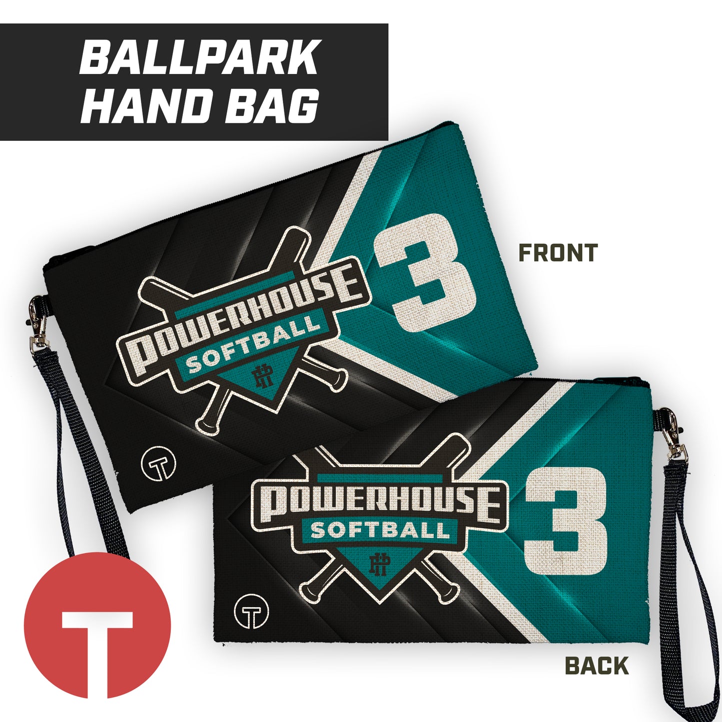 Powerhouse Softball - 9"x5" Zipper Bag with Wrist Strap