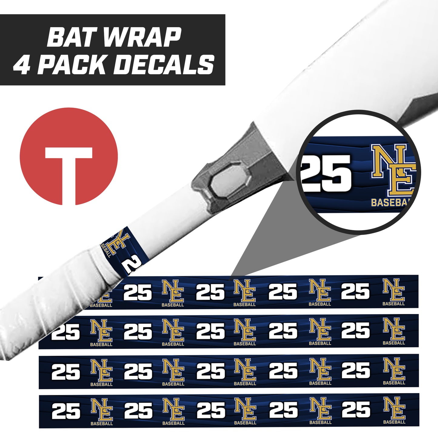 New Egypt Baseball - Bat Decal Wraps (4 Pack)