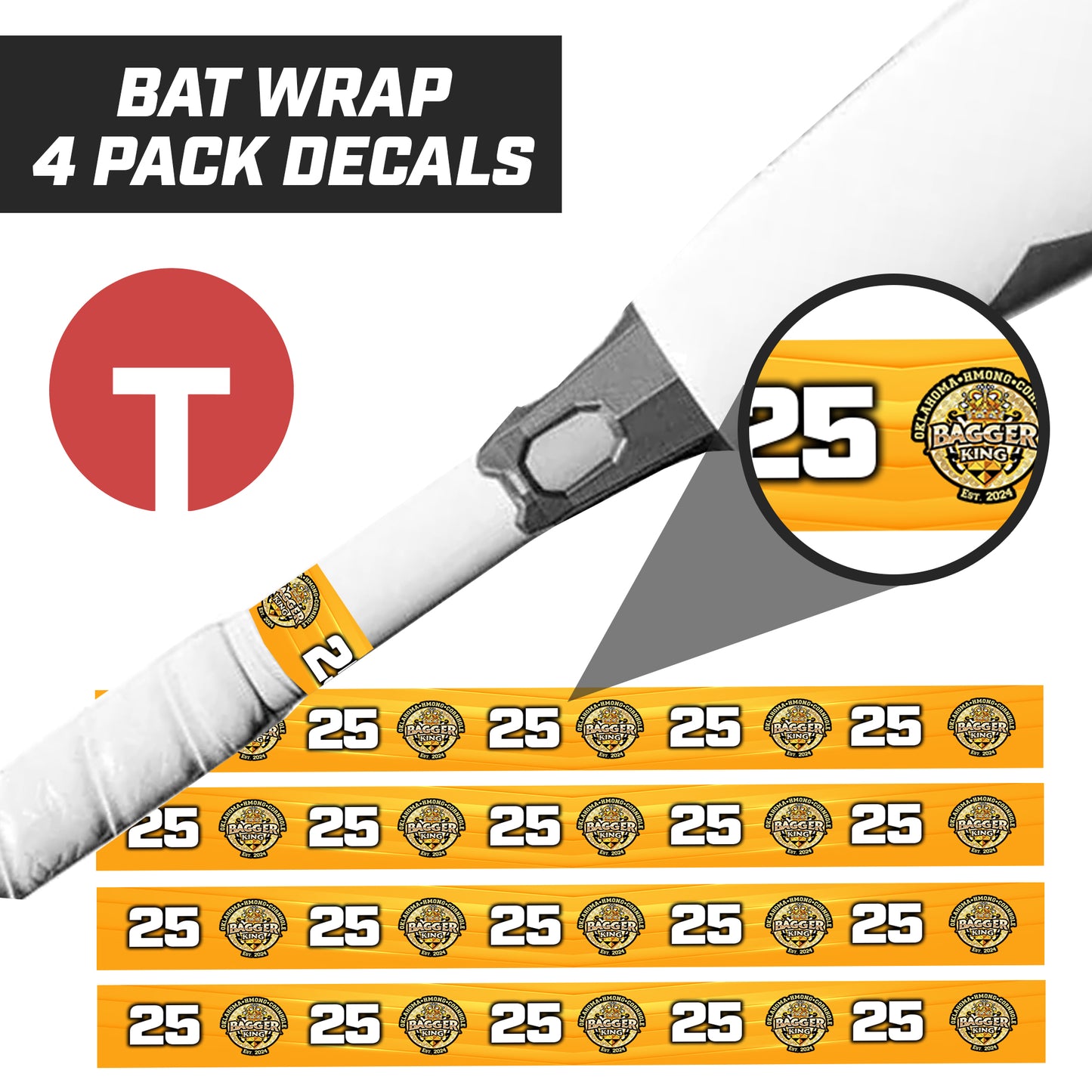 Bagger King - Oklahoma Hmong Cornhole - Bat Decal Wraps (4 Pack)