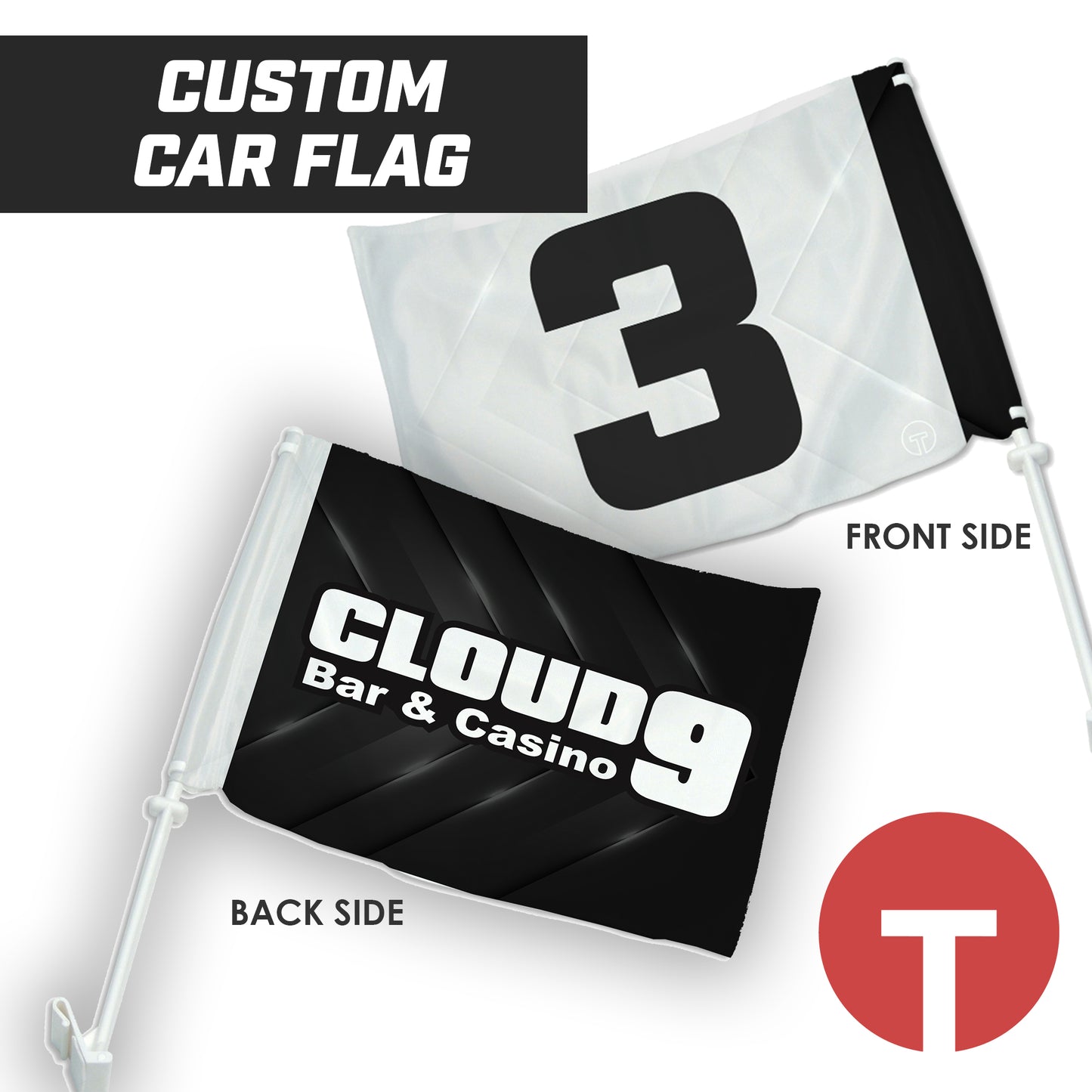 Cloud 9 - 16"x19.5" Car Flag w/Pole