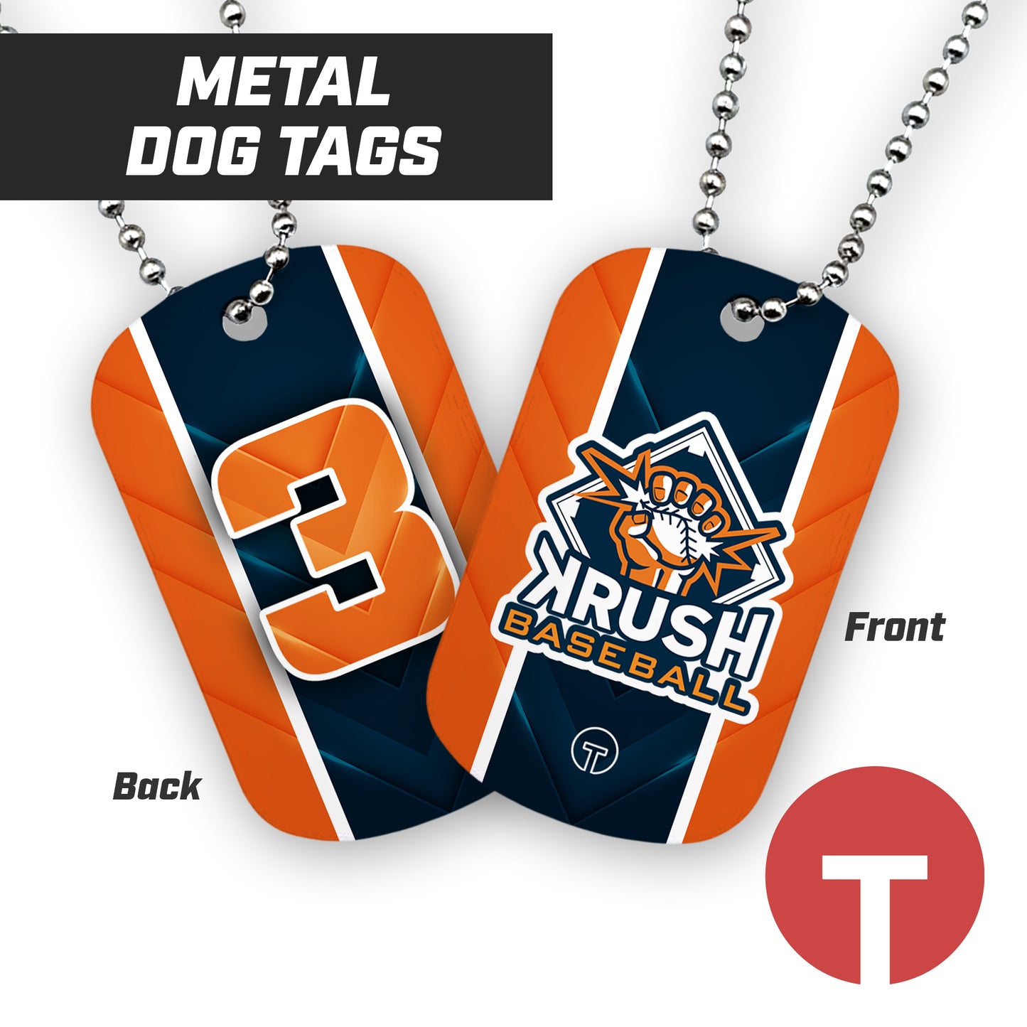 Krush Baseball - Double Sided Dog Tags