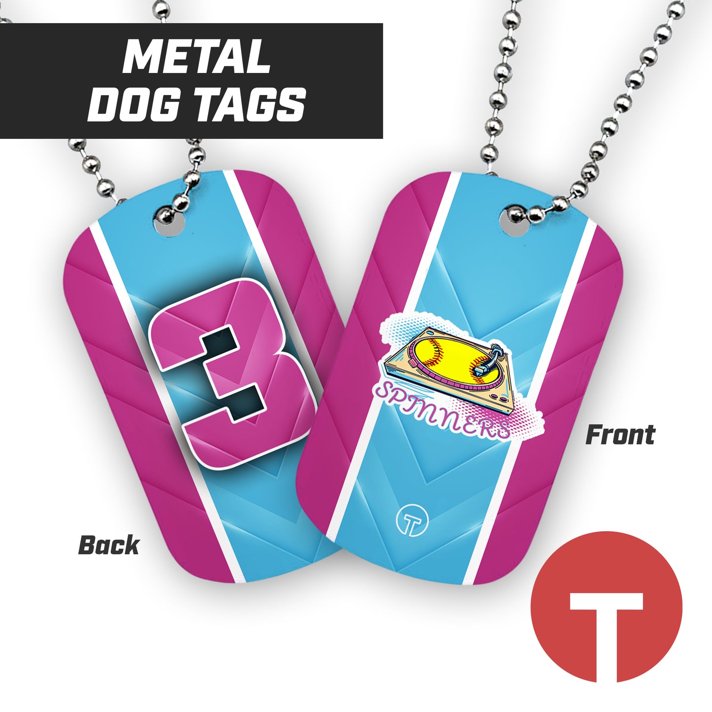 Spinners Softball - Double Sided Dog Tags